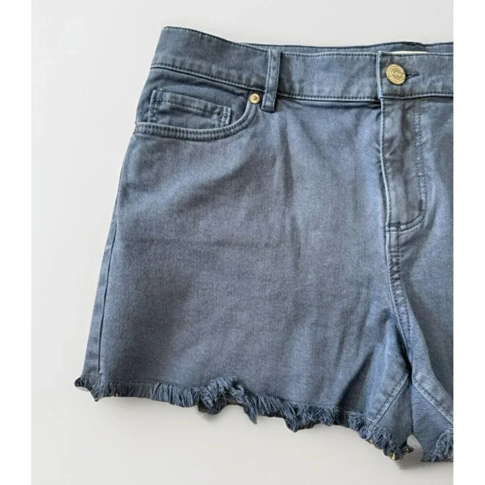 LOFT Womens High Rise The Cut Off Denim Shorts Size 29 Navy Denim